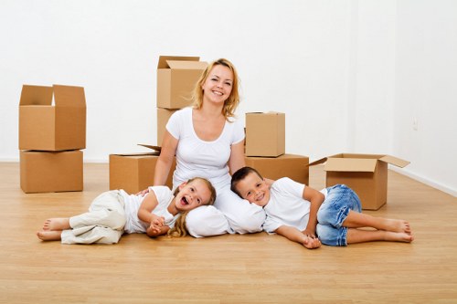 Packed furniture and boxes inside a removal van in Shepherdsbush